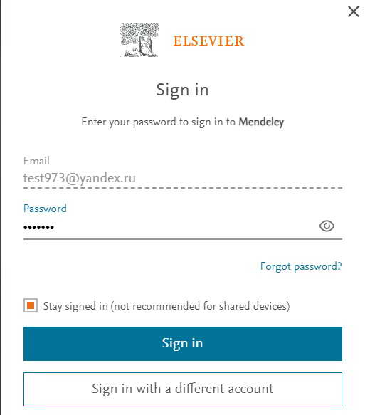 Sign in to continue with Mendeley 2